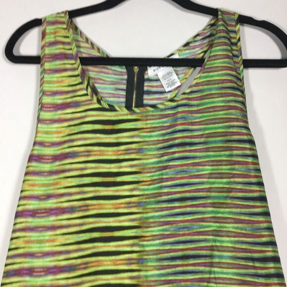 Sheer racer back tank lime green and multi color size L boho colorful artsy - Picture 2 of 7